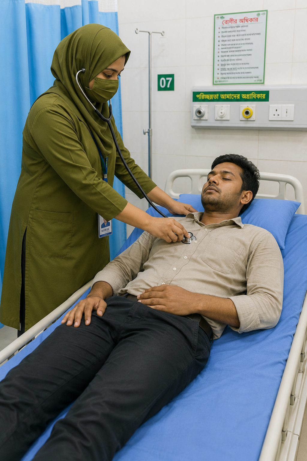 Rumana Khatun providing dedicated medical care to a patient